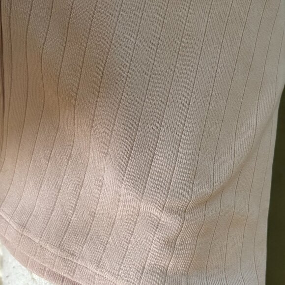 Veiled Collection Beige Ribbed Floor-Length Maxi Dress | Long Sleeve | Size L - Picture 5 of 6